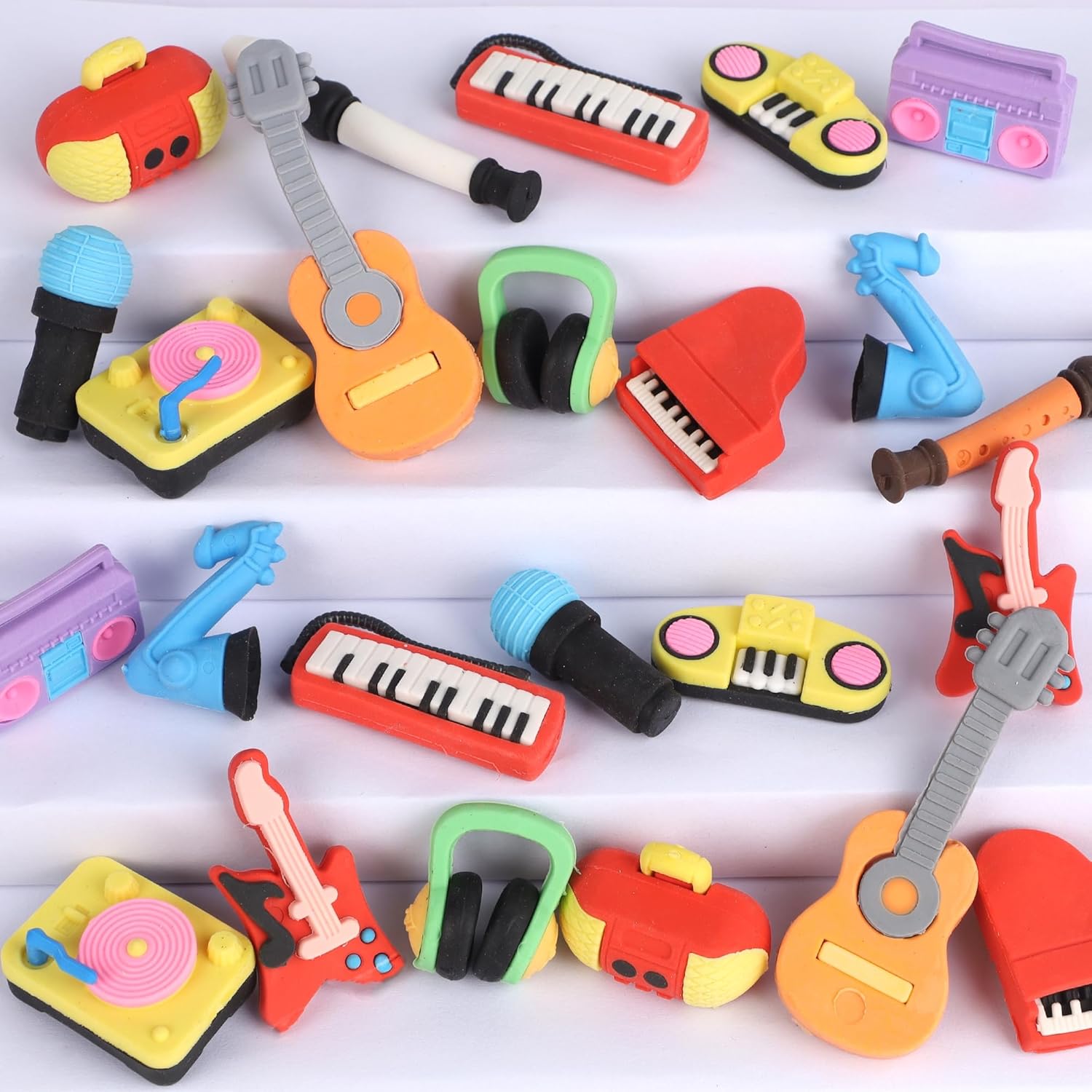 Musical Instrument Images - 24 Pack Mini Erasers for Kids,