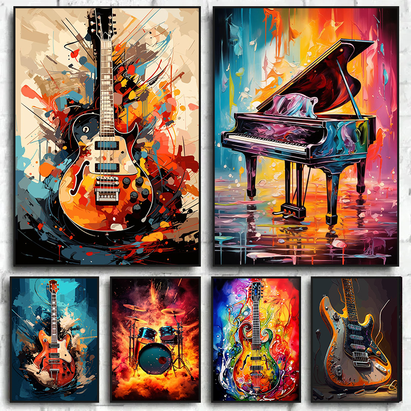 Musical Instrument Images - Abstract Colorful Art Musical Instruments Drum