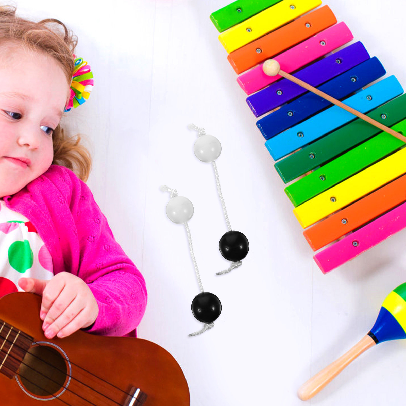 2Pcs Shaking Rhythm Double Bal - Musical Instrument Long ulasan dan harga