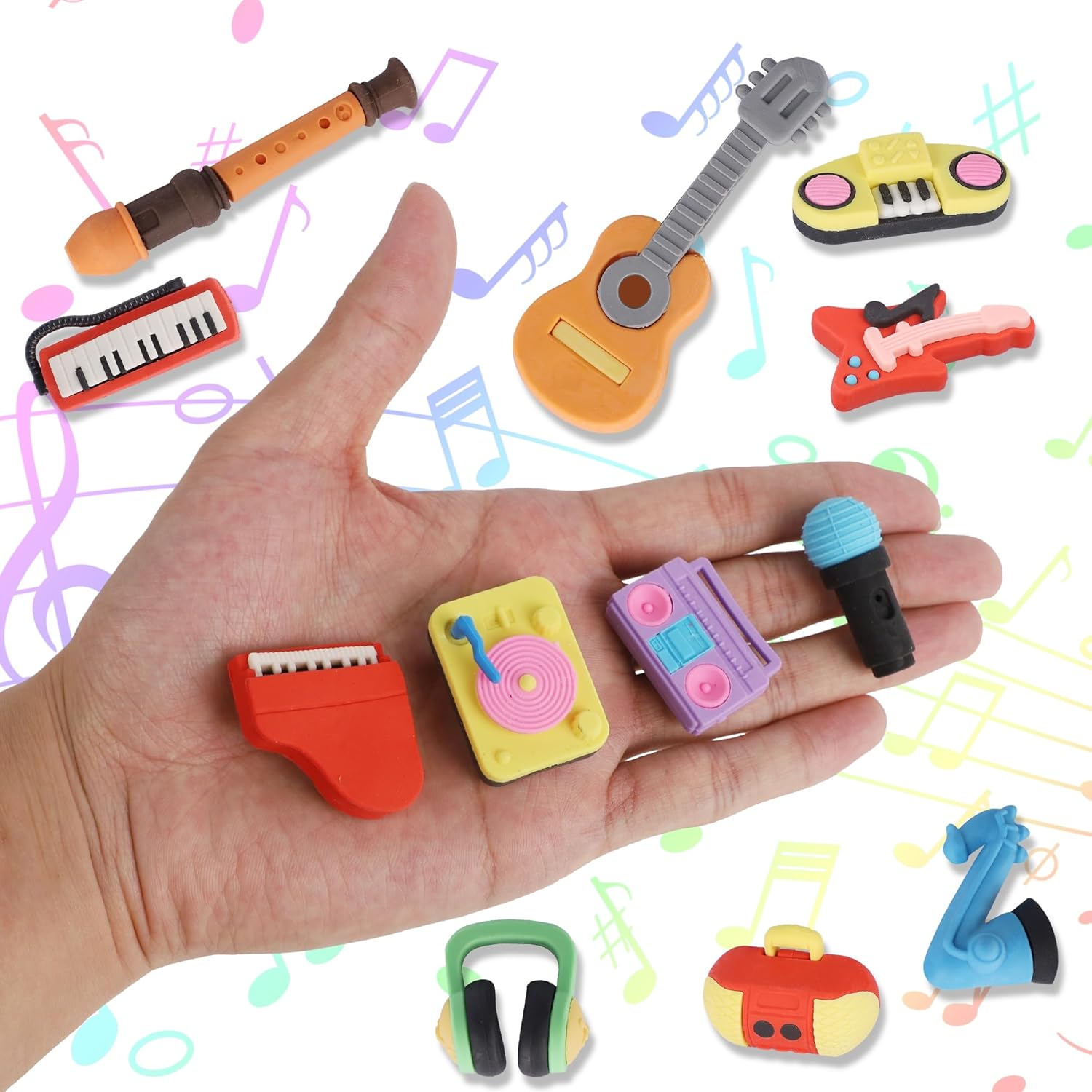 24 Pack Mini Erasers for Kids, - Musical Instrument Images ulasan dan harga