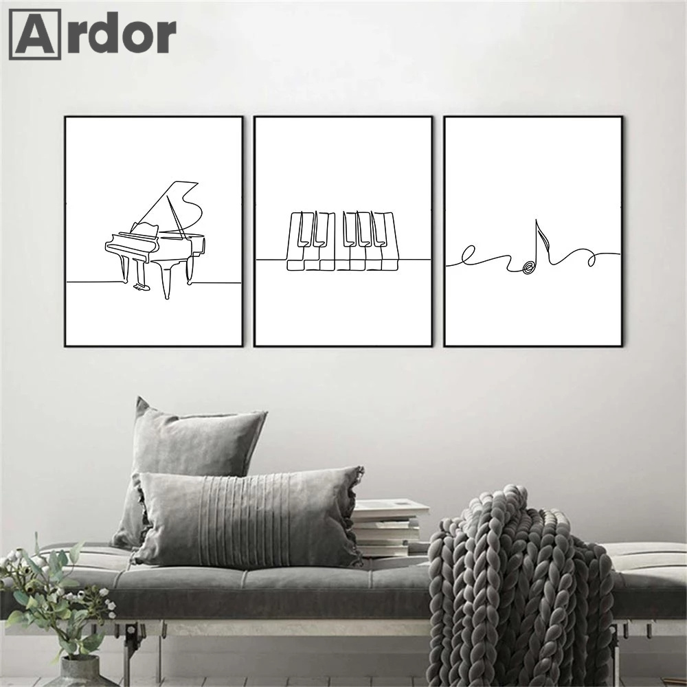 Nordic Piano Line Drawing Wall - Musical Instrument Images ulasan dan harga