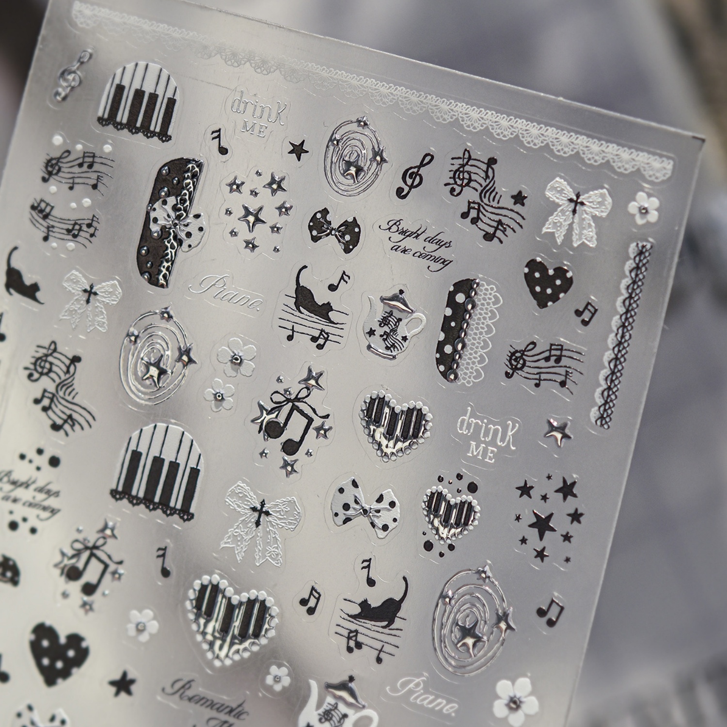 5D Music Theme Nail Art Sticke - Musical Instrument Images ulasan dan harga