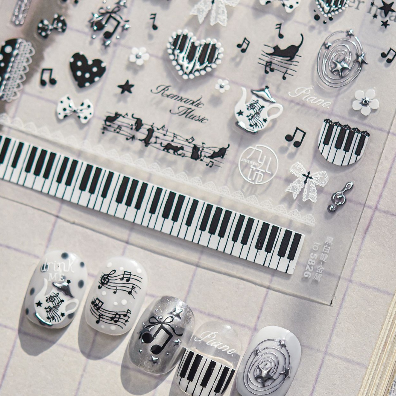 5D Music Theme Nail Art Sticke - Musical Instrument Images ulasan dan harga