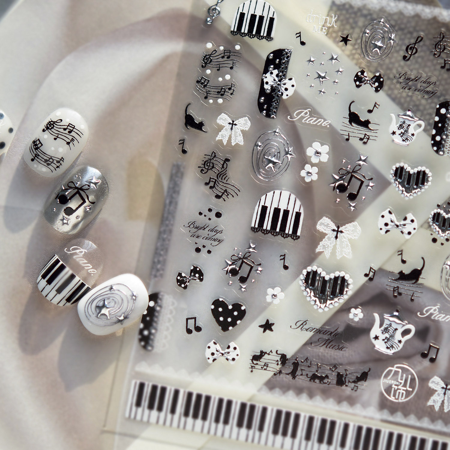 Black White Music 5D Nail Stic - Musical Instrument Images ulasan dan harga
