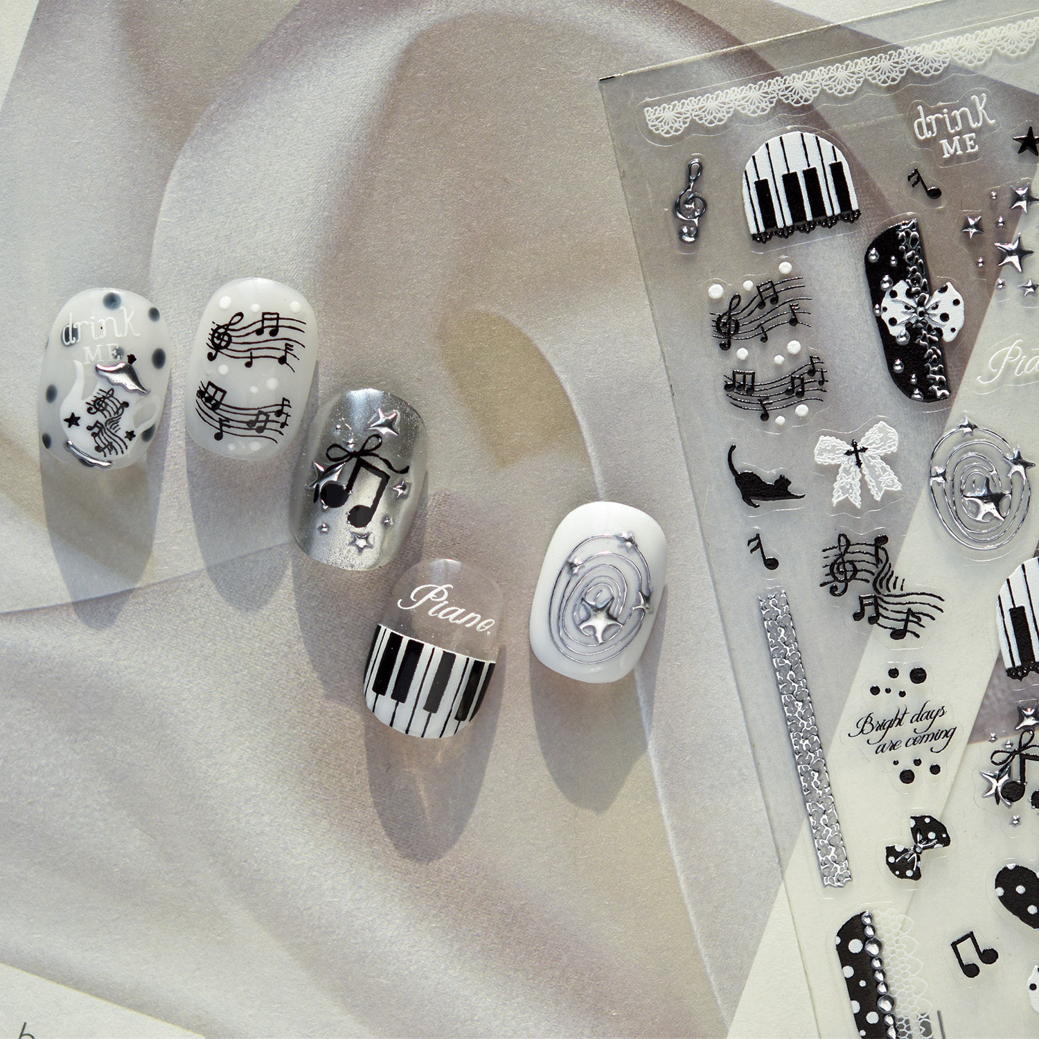 Black White Music 5D Nail Stic - Musical Instrument Images ulasan dan harga