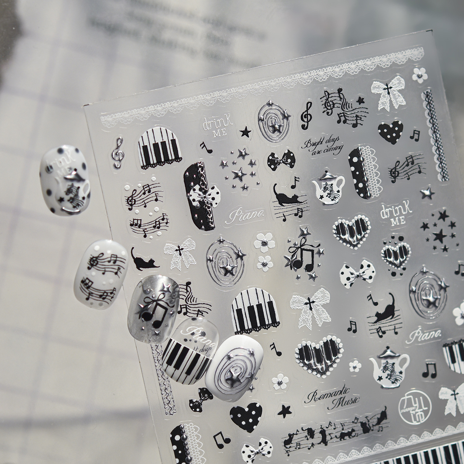 Black White Music 5D Nail Stic - Musical Instrument Images ulasan dan harga