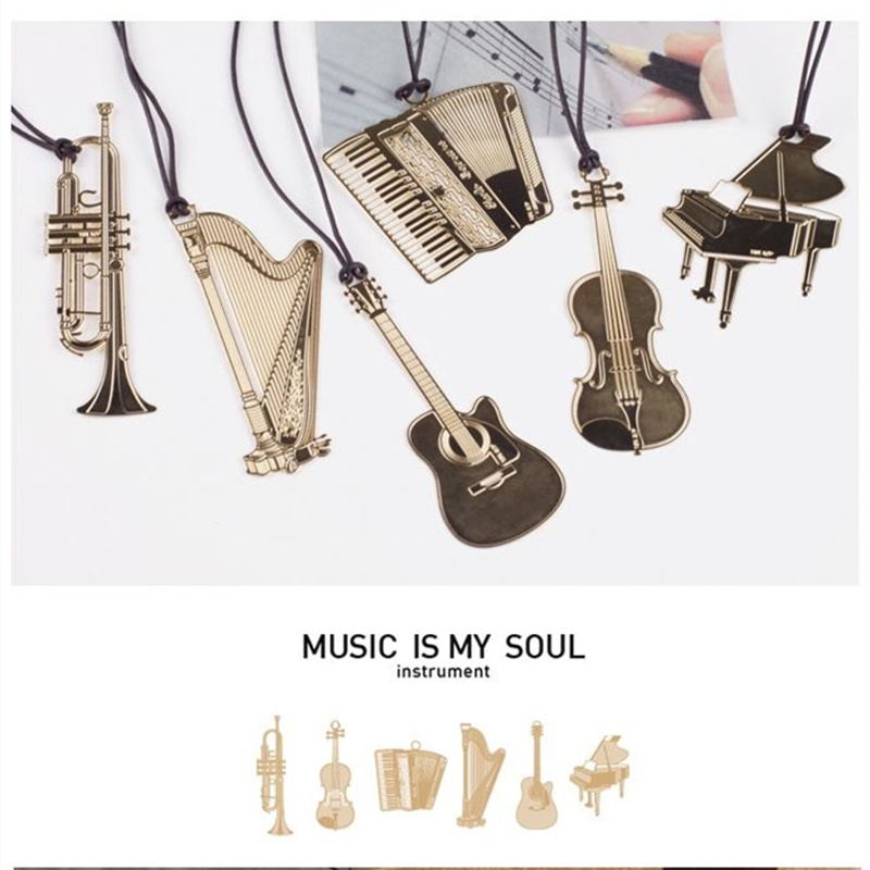 6pcs Music Metal Bookmark Gold - Musical Instrument Veena ulasan dan harga