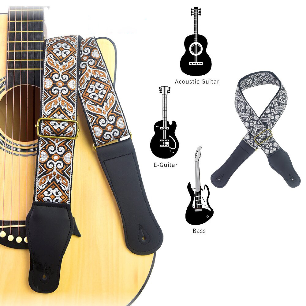 Guitar Strap Embroidered Print - Musical Instruments Easy ulasan dan harga