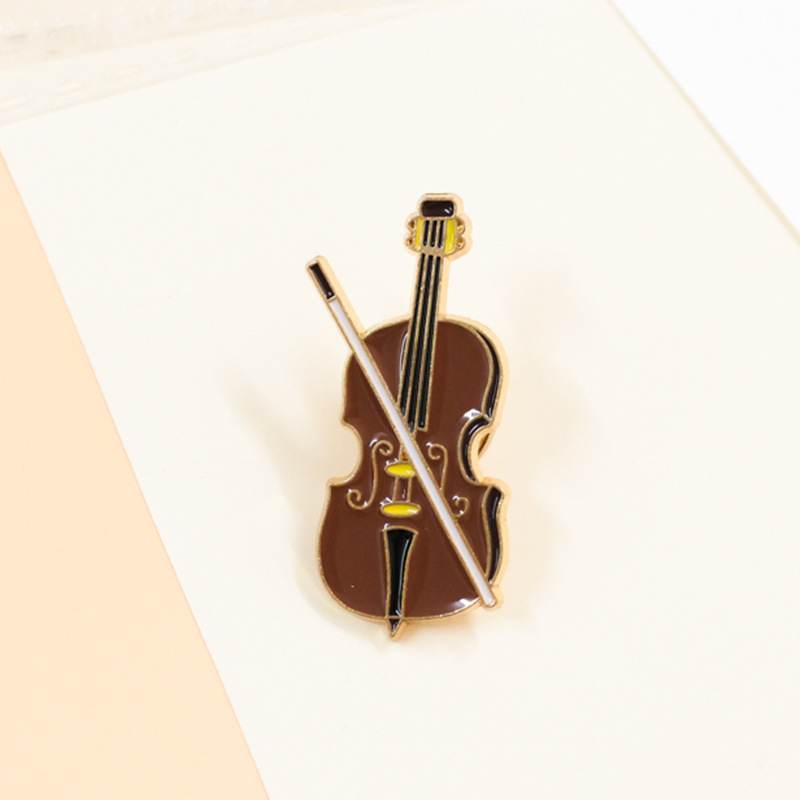 Cartoon Violin Enamel Pin Badg - Musical Instrument Veena ulasan dan harga