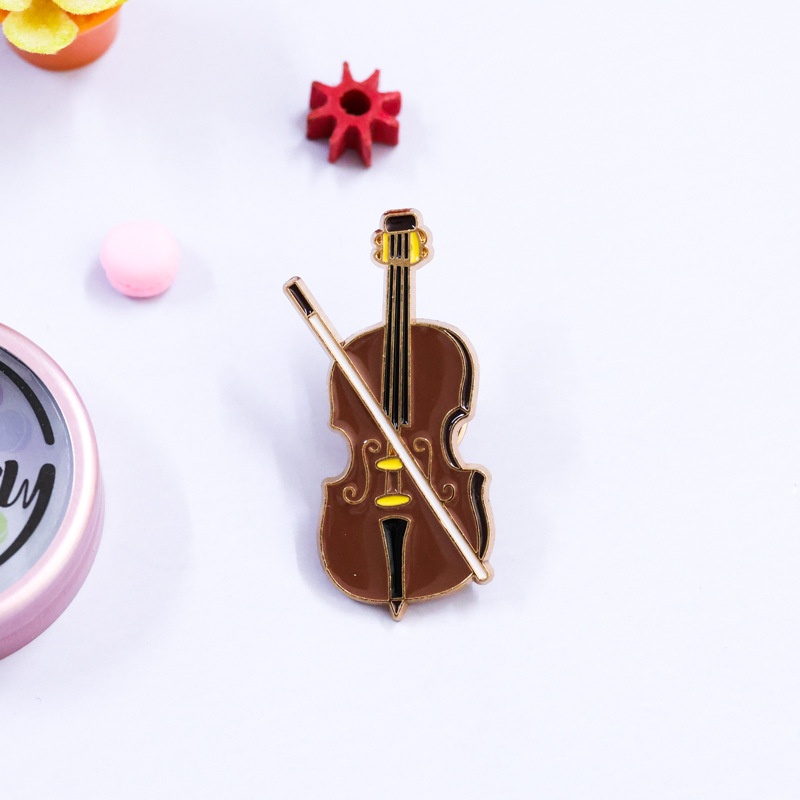 Cartoon Violin Enamel Pin Badg - Musical Instrument Veena ulasan dan harga