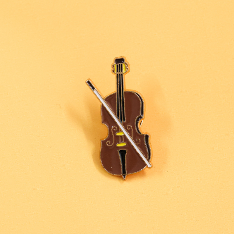 Cartoon Violin Enamel Pin Badg - Musical Instrument Veena ulasan dan harga